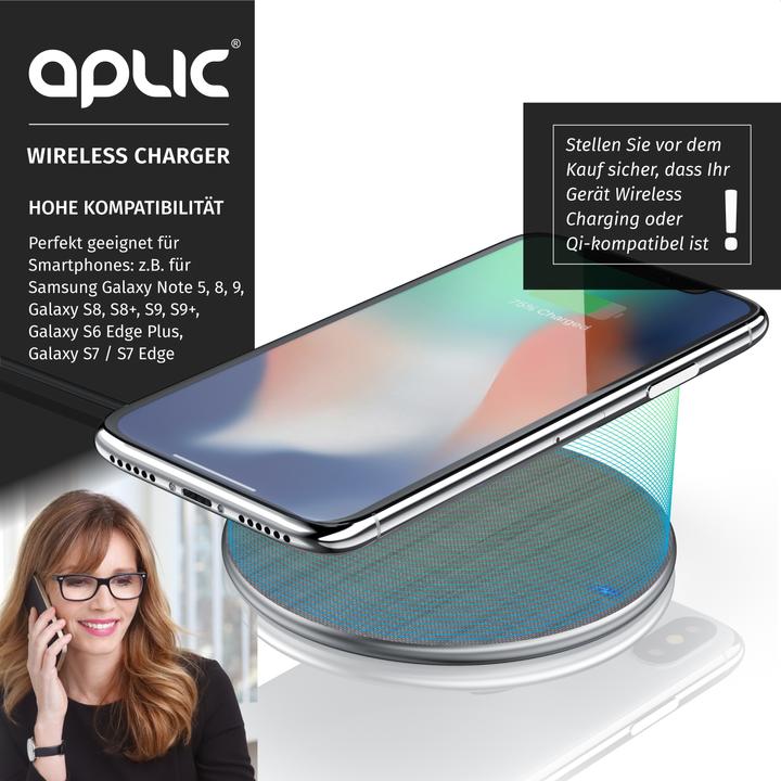 Actual product image Aplic Induction Charger, Qi Charger - Inductive Fast Charging Station, 10W Wireless Induction Charger (10 W)