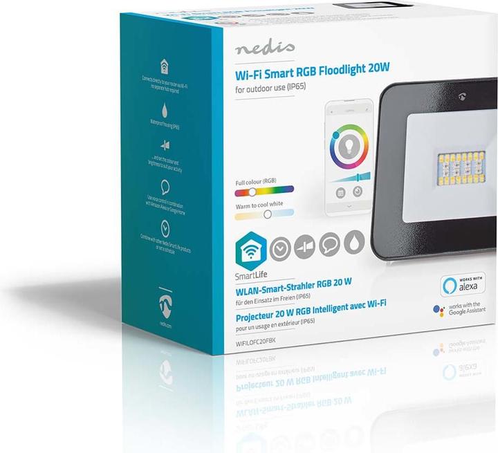 Produktbild Nedis SmartLife-Flutlicht | 1600 lm | Wi-Fi | 20 W | RGB / Warm bis kühlen weiss | 2700 - 6500 K | Al (1600 lm, IP65)