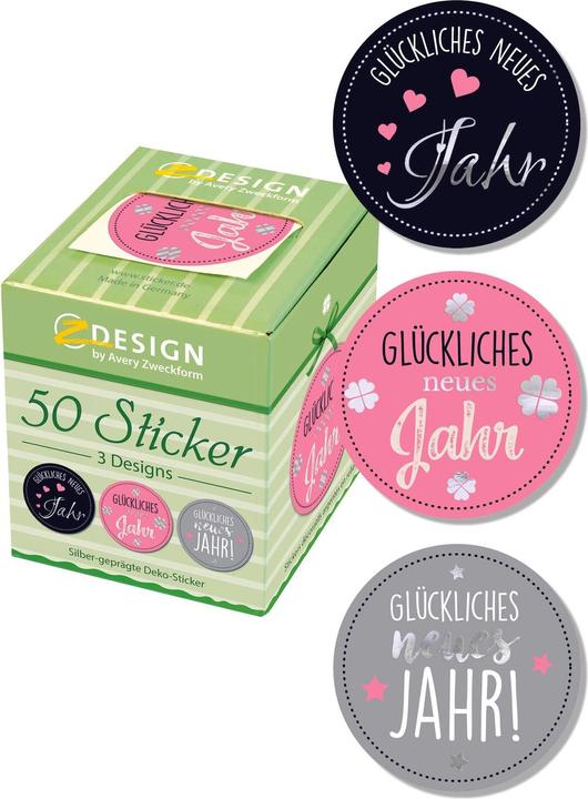 Actual product image Avery Sticker on roll New Year 50 pieces Grey / Pink / Black