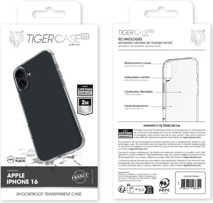 Actual product image Tiger France Tiger Case Lite France Coque Transparent 2m Iphone 16 (Apple iPhone 16)