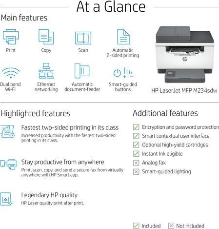 Image du produit HP LaserJet Pro MFP M234sdw (Laser, Noir et blanc)