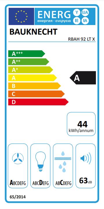 Energie-Label Bauknecht RBAH 92 LT X (Flachschirmhaube)