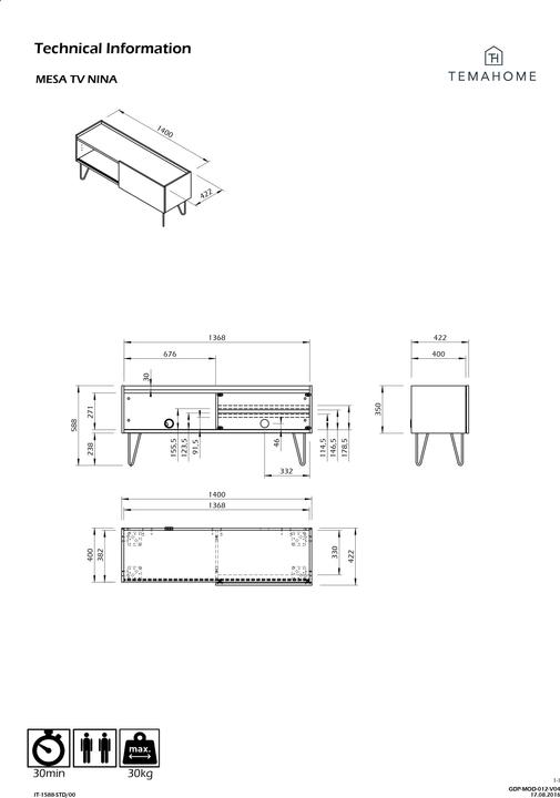 Actual product image Temahome Nina (140 x 42 x 59 cm)