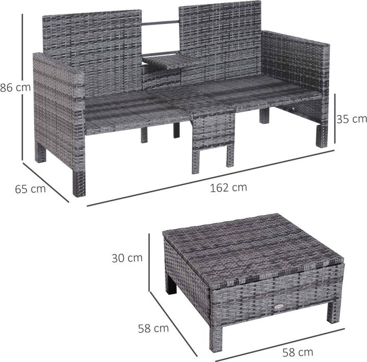 Produktbild Outsunny Rattan-Sitzgruppe als 3-teiliges Set
