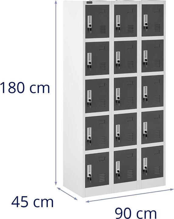 Produktbild Fromm & Starck Metallschrank Schliessfachschrank Metallspind Spindschrank abschliessbar 15 Fächer (45 x 90 cm)