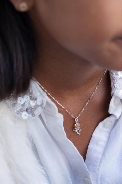 Image du produit Disney Collier La Belle et la Bête Rose, argent sterling 925 (Argent 925, 35 - 40.5 cm)