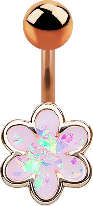 Immagine prodotto Star Piercing Fiore in oro rosa banana con opale bianco (Ottone, Acciaio chirurgico 316L)