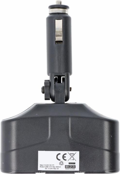 Produktbild AccuCell KFZ-Adapter, Verteiler Zigarettenanzünder - Stecker auf 2x Kupplung + USB