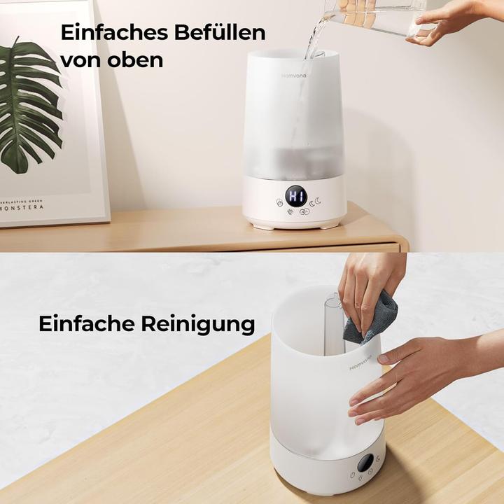 Actual product image Homvana Luftbefeuchter mit Ultraschallvernebelung