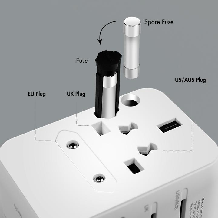 Image du produit LogiLink Universal-Reisenetzteil, 20 W (PD), 4x-Anschlüsse, feuerfest, weiss
