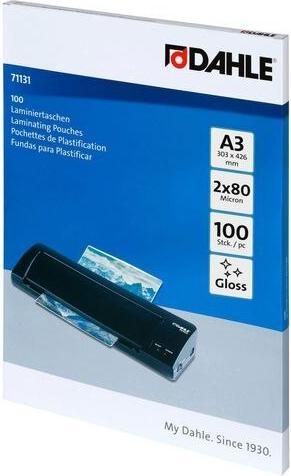 Produktbild Dahle Laminiertaschen A3 160mi 100er 303x426mm/2x80micron/ 100er Pack (303 x 426 mm, 100 Stück, 80 µm)