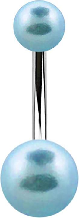 Actual product image Star Piercing Banana silver with two pearl beads light blue (without brass, Surgical steel 316L)