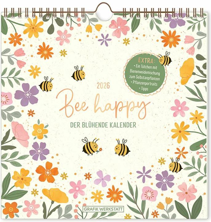 Produktbild Wandkalender quadratisch 2026 Bee happy (20 x 20 cm, Deutsch)