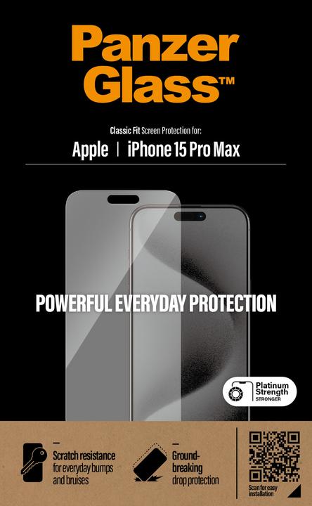 Actual product image PanzerGlass Screen Protector Classic Fit (1 Piece, Apple iPhone 15 Pro Max)