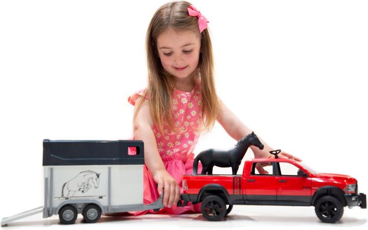 Actual product image Bruder Dodge RAM 2500 with horse trailer