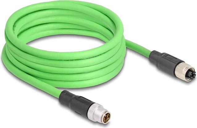 Actual product image Delock M12 cable X-coded 8 pin plug to socket PUR (TPU) 1 m (SF/UTP, 1 m)
