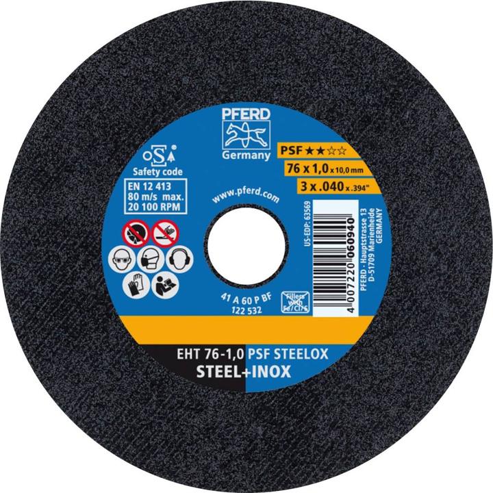 Pferd Cut-off wheel straight EHT 76 1,0 PSF STEELOX/10,0