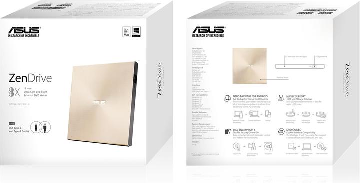 Immagine prodotto ASUS ZenDrive U9M (Masterizzatore DVD, Unità DVD, Unità CD, Masterizzatore CD)