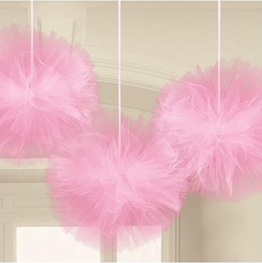 Produktbild Amscan 3 Fluffy-Dekobälle Wedding Decorations pink Tüll 3