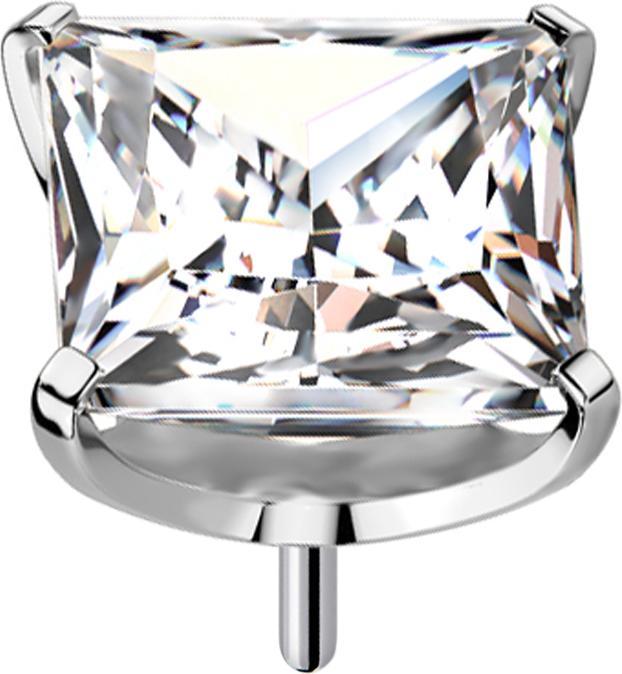 Image du produit Star Piercing Threadless argent avec cristal carré serti d'argent (sans laiton, Titane G23)