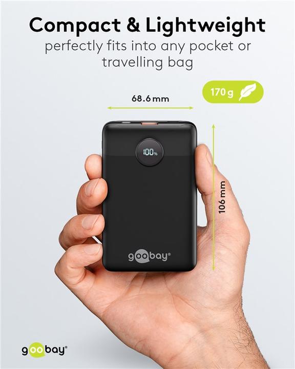 Produktbild Goobay Powerbank Kompakt 10.000 mAh (10000 mAh, 22.50 W, 38.50 Wh)