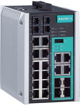 Actual product image Moxa EDS-518E Series EDS-518E-SS-SC-4GTXSFP - Switch