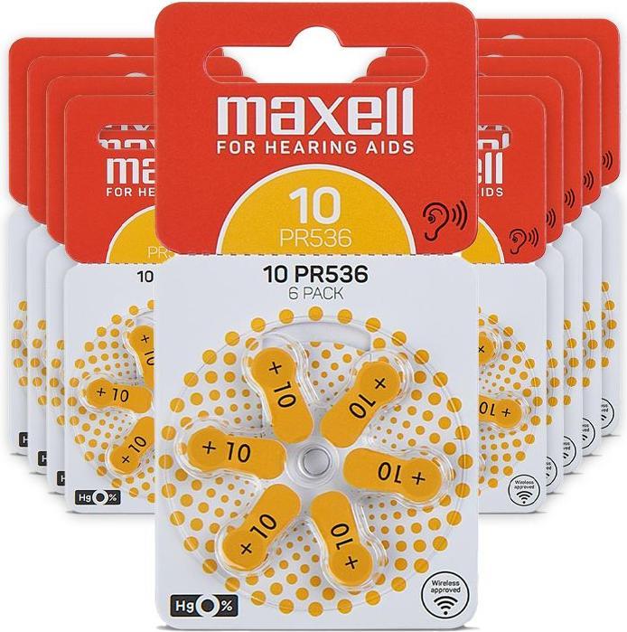 Produktbild Maxell 10 (PR536) - 60 Hörgerätebatterien (60 Stk., A10, 88 mAh)