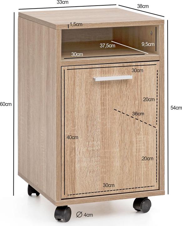 Actual product image FineBuy Roll container wood veneered brown