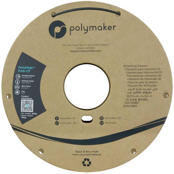 Actual product image Polymaker PolyMide PA6-CF V2 - Black - 2.85mm - 500g (Nylon, Carbon, 2.85 mm, 500 g, Black)