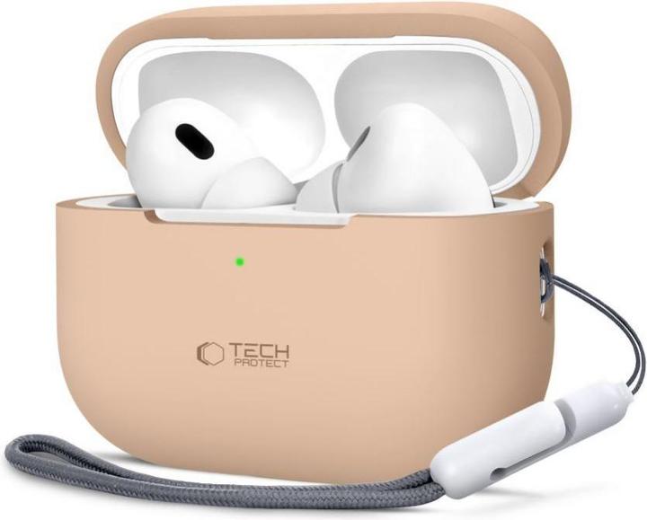 Actual product image Tech-Protect Silicone Case for Apple AirPods Pro 1 / 2 - Beige (Headphone bag)
