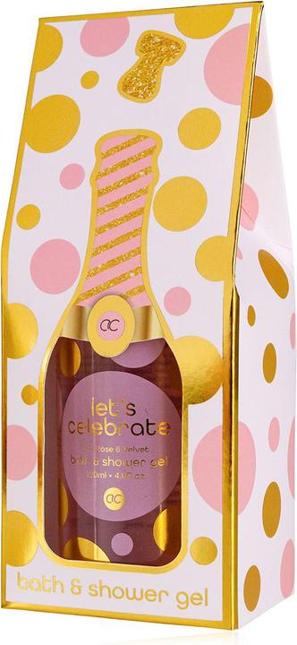 Accentra Bade- & Duschgel LET'S CELEBRATE in Flasche inkl. Geschenkbox in Champagneroptik, 120ml, Duft: Tea R (120 ml)
