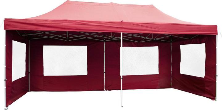 Actual product image VCM PROFI Faltpavillon Partyzelt 3x6 m burgund mit Seitenteilen wasserdichtes Dach (600 cm, 600 cm)