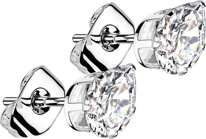 Image du produit Star Piercing Boucles d'oreilles argent avec goutte de cristal argenté (Acier chirurgical 316L, sans laiton)