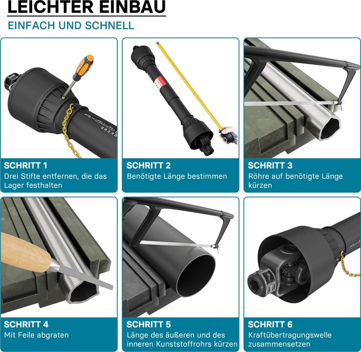 Produktbild Wiltec Zapfwelle T2 Gelenkwelle 740-960mm 270Nm 540U/min PTO-Shaft 23kW 2x 1 3/8" Z6 (Traktorzubehör)