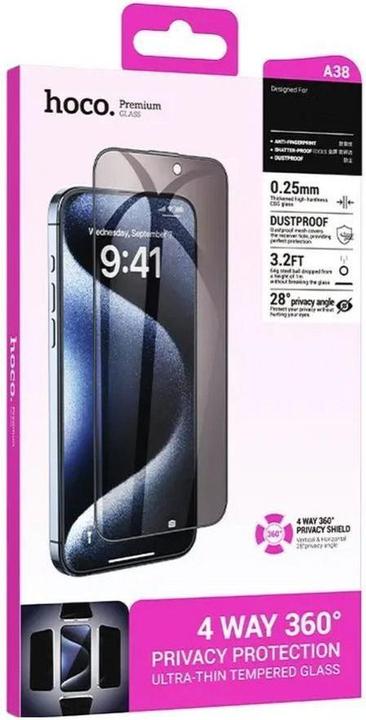 Immagine prodotto Hoco Protective glass tempered glass 360-degree for IPHONE 15 (1 Pezzo/i, Apple iPhone 15)
