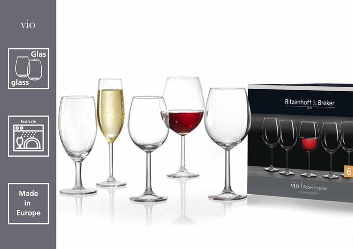 Produktbild Ritzenhoff & Breker Rotweinglas 'Vio' 6er Set (43 cl, 6 Gläser, Rotweingläser)