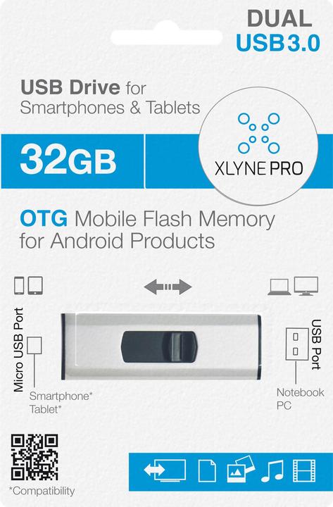 Immagine prodotto Xlyne Chiave doppia retrattile (32 GB, Micro USB, USB-A, USB 3.0)