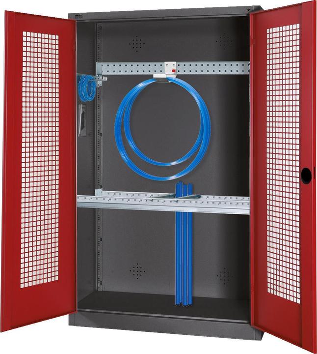 Produktbild C+P Modul-Sportgeräteschrank mit Grundausstattung (HxBxT: 195x120x50 cm, mit Lochblech-Flügeltüren)