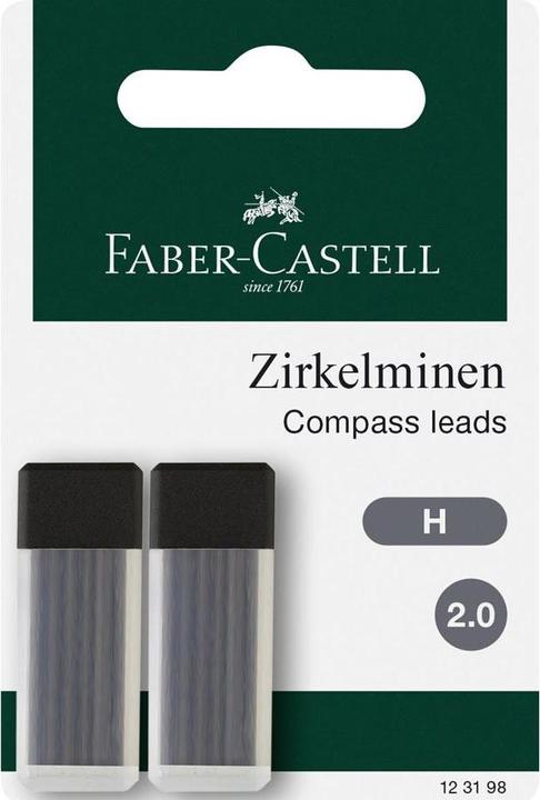 Immagine prodotto Faber-Castell Piombi a compasso H 2mm, 2x6 pezzi (Ricarica della bussola, Trasparente, Nero, 2 mm)