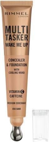 Produktbild Rimmel London Multi-Tasker Wake Me Up Foundation & Concealer 050 Sand Aufhellung dunkler Augenringe Metallic Cool (50 Sand)