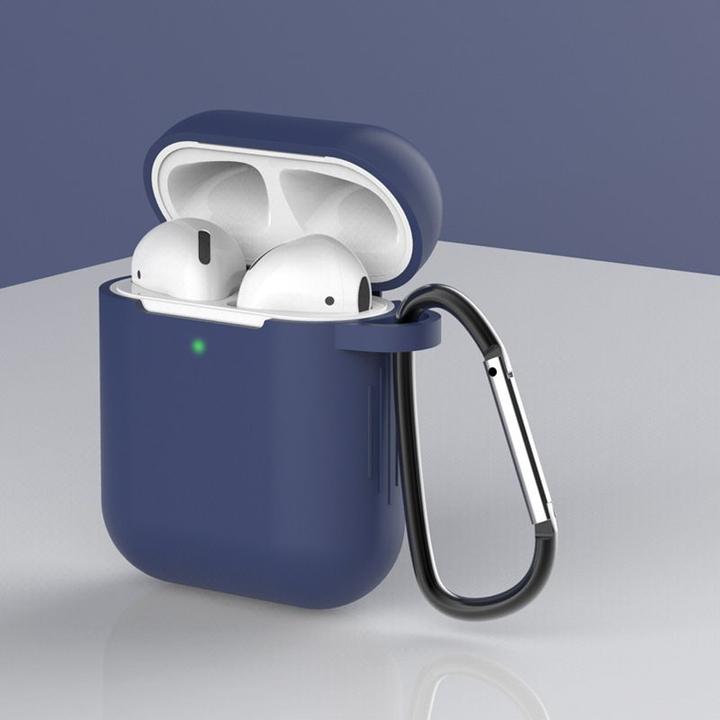 Produktbild Hurtel Case for AirPods 2 / AirPods 1 silicone soft case for headphones + keychain carabiner pendant blue ( (Kopfhörer Tasche)