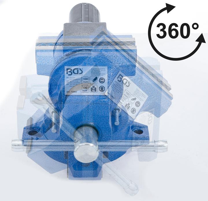 Actual product image BGS Parallel vice | 100 mm clamping jaws | 360° rotatable (100 mm)