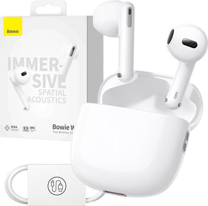 Actual product image Baseus Earphones TWS Bowie WX5 (white) (30 h, Wireless)