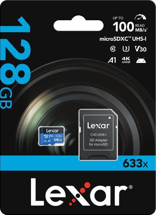 Produktbild Lexar High-Performance 633x microSDHC/microSDXC UHS-I U3 (128 GB, microSDXC, U3, UHS-I)