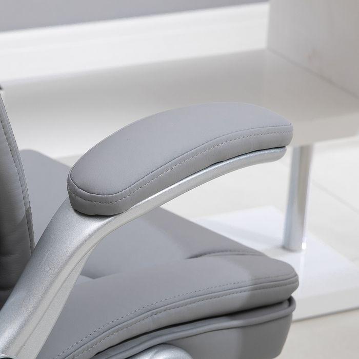 Produktbild Swisshandel24 Bürostuhl Ergonomisch mit Wippfunktion mit Kopfstütze und gepolsterte Armlehnen Kunstleder Grau