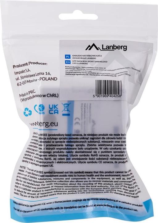 Produktbild Lanberg OU6-0002-W Steckdose RJ-45 Weiss
