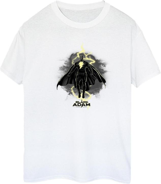 Actual product image Womens/Ladies Black Adam Hovering Bolt Cotton Boyfriend T-Shirt (L)