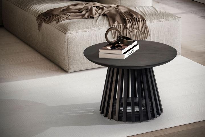 Produktbild FineBuy Couchtisch FB98651 Massivholz Schwarz (60 x 60 x 41 cm)