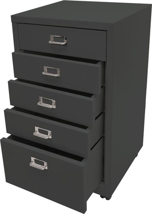 Image du produit Mendler Caisson roulant HWC-L49, métal 75x40x41cm 5 tiroirs, gris foncé