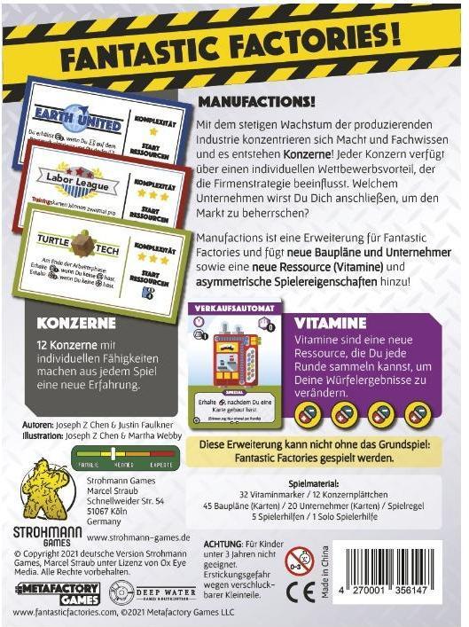 Produktbild Strohmann Games STR21002 - Manufactions: Fantastic Factories, ab 12 Jahren (Erweiterung, DE-Ausgabe) (Deutsch)